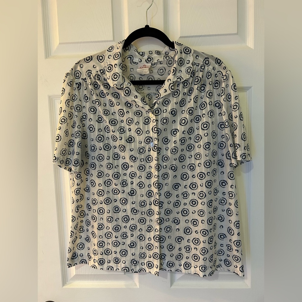 Graff Californiawear Sportswear Vintage 70s blouse scallop collar circle print